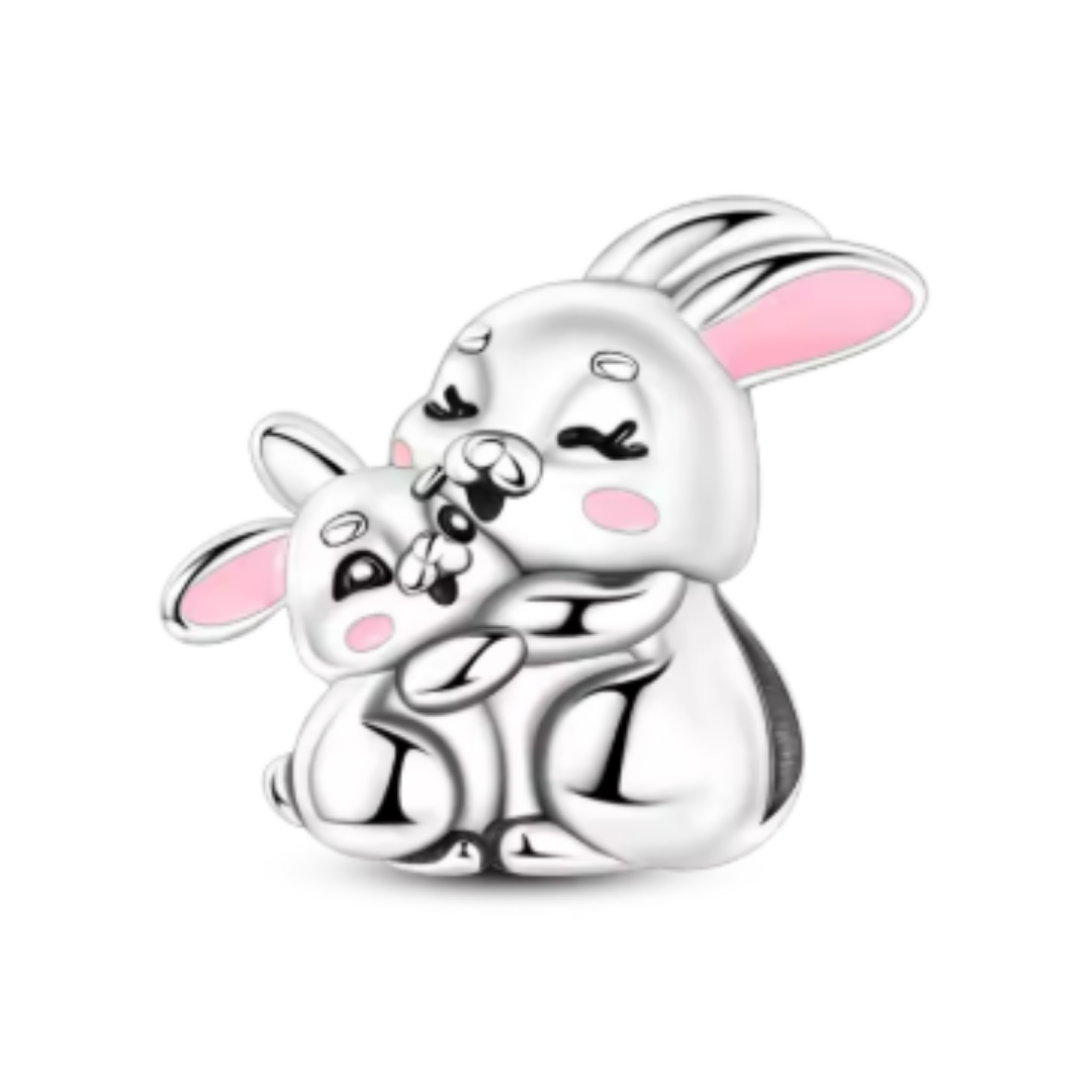 Berloque Coelhos Abraçados